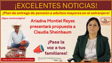 Ariadna Montiel Reyes presentará propuesta a Claudia Sheinbaum de plan de entrega de pensión a adultos mayores en el extranjero ¡Pasa la voz a tus familiares!