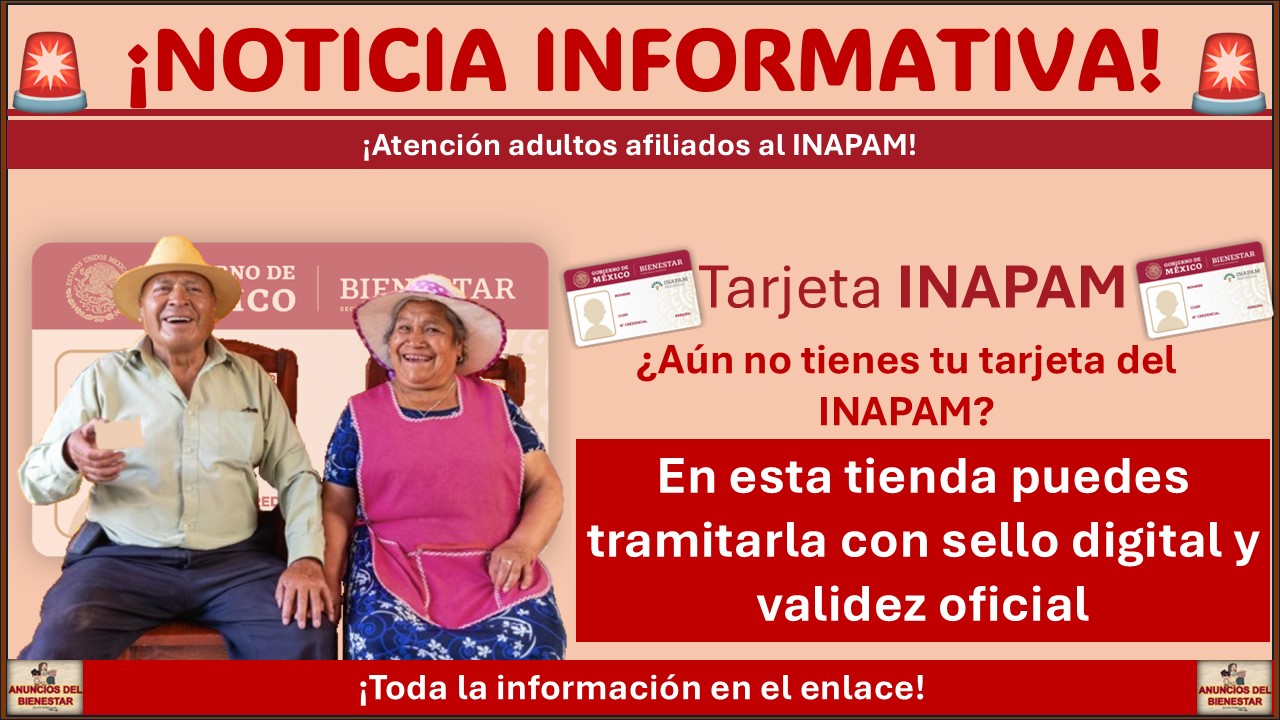 ¿Aún no tienes tu tarjeta del INAPAM? En esta tienda puedes tramitarla con sello digital y validez oficial 1 ¿Aún no tienes tu tarjeta del INAPAM? En esta tienda puedes tramitarla con sello digital y validez oficial