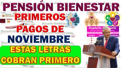 Pensiones del Bienestar de Pago en Noviembre