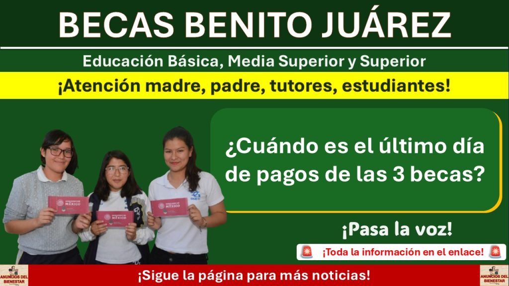 Beca Benito Juárez ¿Cuándo es el último día de pagos?