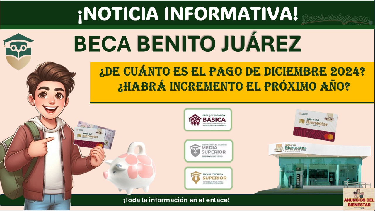 Beca Benito Juárez - ¿De cuánto es el pago de diciembre 2024? ¿Habrá incremento el próximo año?