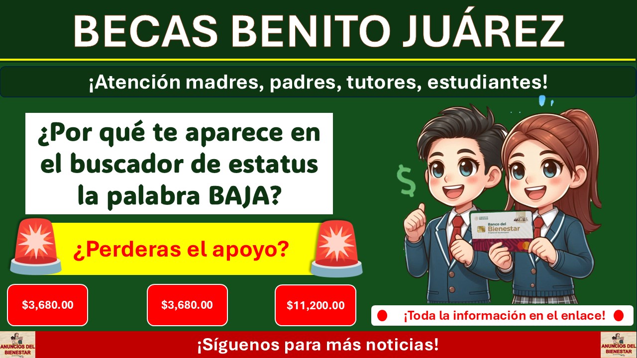 Beca Benito Juárez - ¿Por qué te aparece en el buscador de estatus la palabra BAJA?