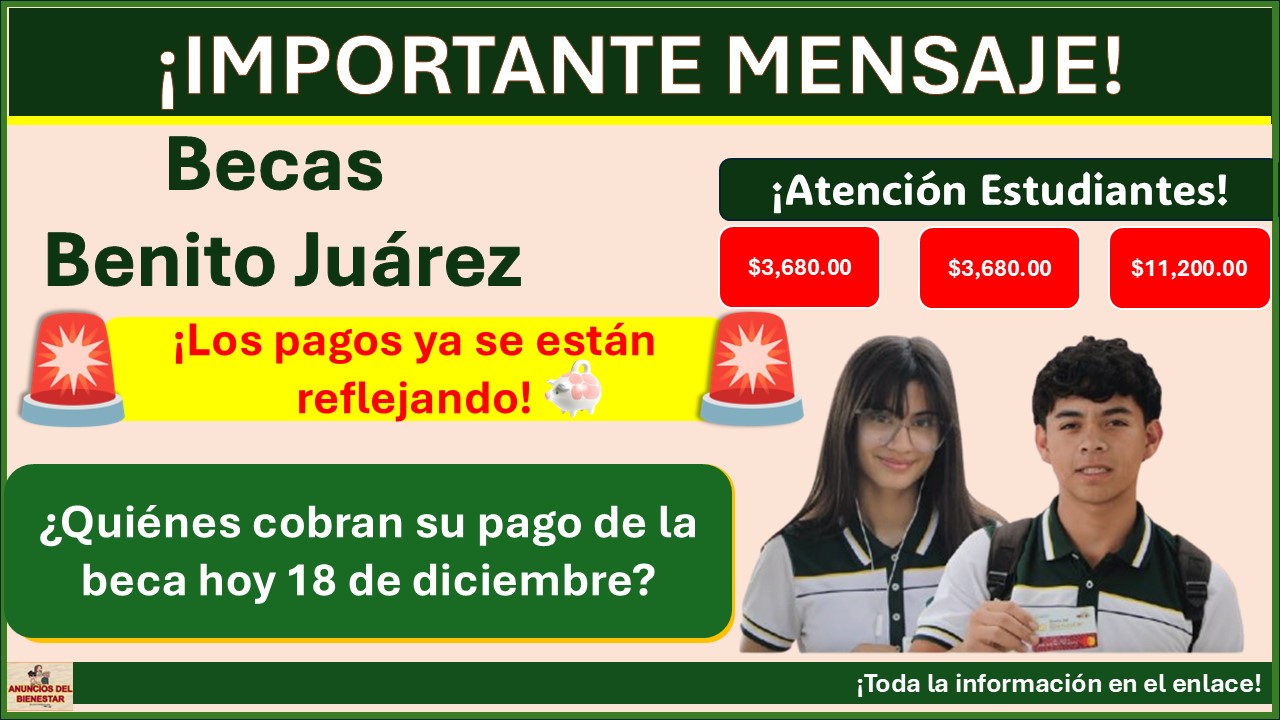 Beca Benito Juárez ¿Quiénes cobran su pago de la beca hoy 18 de diciembre?