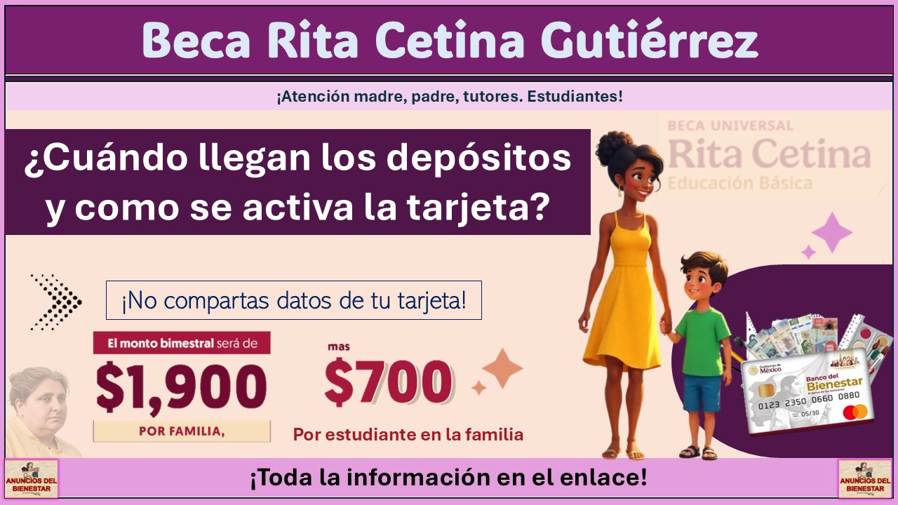 Beca Rita Cetina: ¿Cuándo llegan los depósitos y como se activa la tarjeta? 1 Beca Rita Cetina: ¿Cuándo llegan los depósitos y como se activa la tarjeta?