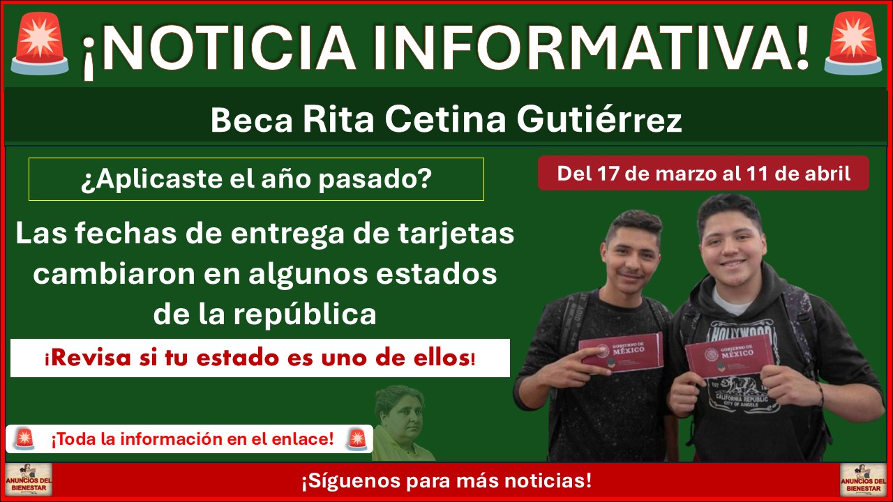 Beca Rita Cetina: En estos estados la entrega de tarjetas comenzará a partir del 17 de febrero ¡Revisa si tú vives en uno de ellos!