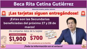 Beca Rita Cetina Gutiérrez ¿Qué Secundarias reciben tarjeta este proximo 27 y 28 de marzo? ¡Estos son los estados y Secundarias!