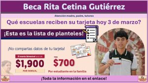 Beca Rita Cetina Gutiérrez: ¿Qué escuelas reciben su tarjeta hoy 3 de marzo? ¡Esta es la lista de planteles!ñ