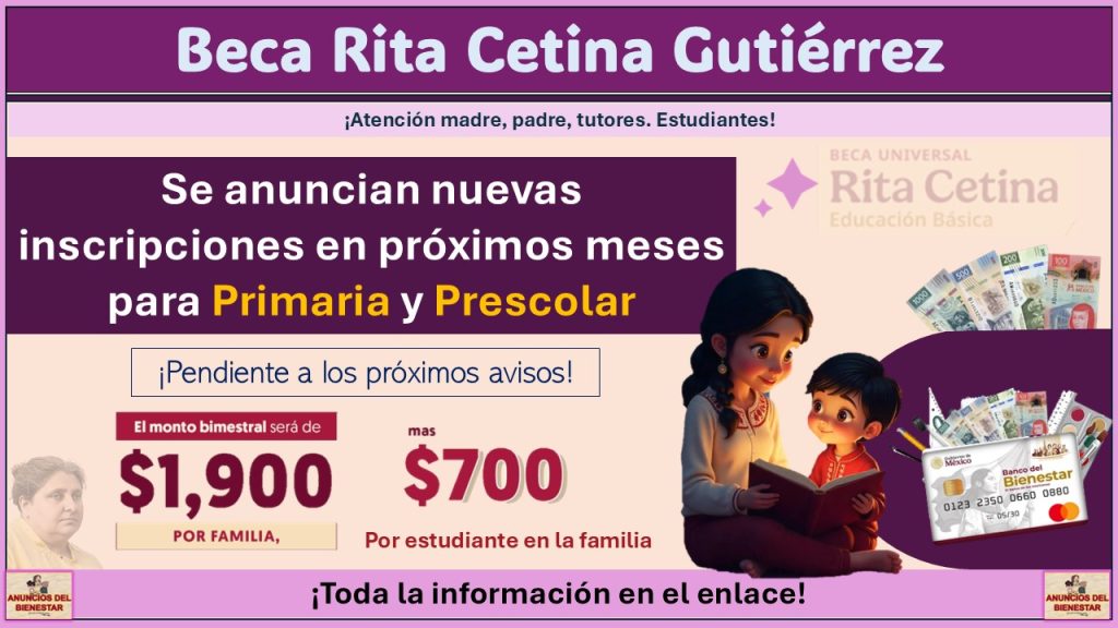 Beca Rita Cetina Gutiérrez: Se anuncian nuevas inscripciones en próximos meses para Primaria y Prescolar