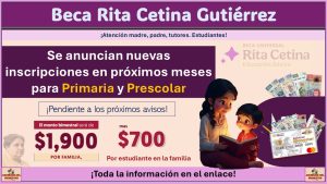Beca Rita Cetina Gutiérrez: Se anuncian nuevas inscripciones en próximos meses para Primaria y Prescolar