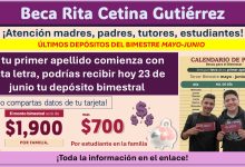 Beca Rita Cetina Gutiérrez: Si tu primer apellido comienza con esta letra, podrías recibir hoy 23 de junio tu depósito bimestral
