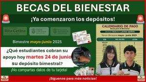 Beca Rita Cetina Gutiérrez y Benito Juárez: El depósito del bimestre mayo-junio de hoy martes 24 de junio lo reciben estos beneficiarios