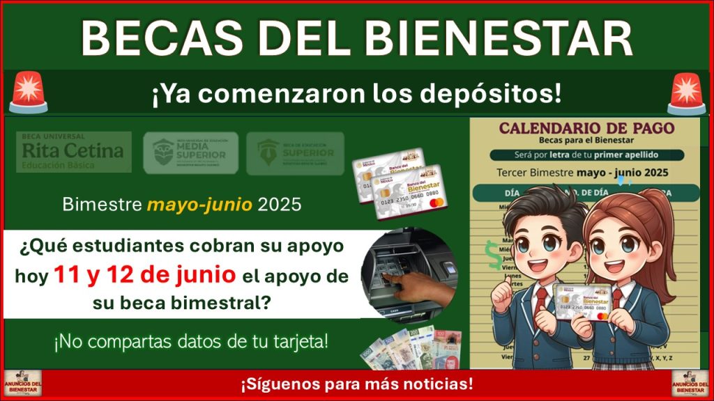 Beca Rita Cetina y Benito Juárez: Hoy 11 y 12 de junio 2025 estos estudiantes reciben su apoyo bimestral