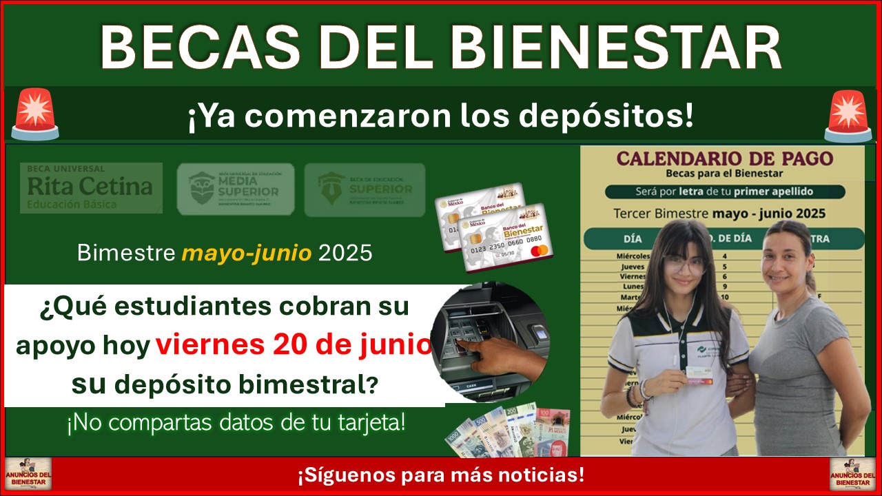 Becas Benito Juárez: Beneficiarios con esta letra reciben su apoyo hoy viernes 20 de junio 2025 1 Becas Benito Juárez Beneficiarios con estas letras reciben su apoyo hoy viernes 20 de junio 2025