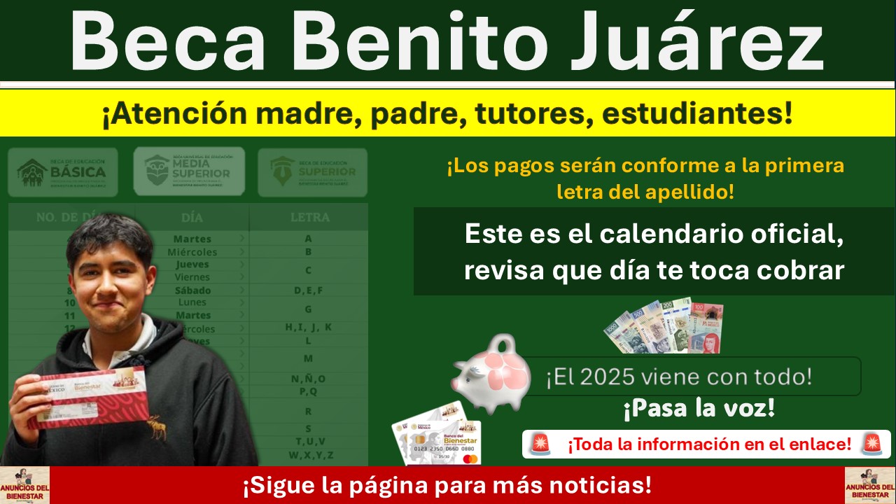 Becas Benito Juárez: Los pagos serán conforme a la primera letra del apellido ¡Este es el calendario oficial, revisa que día te toca retirar tu apoyo!