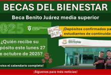 Becas Benito Juárez: ¿Quién recibe su depósito este lunes 27 de octubre de 2025?