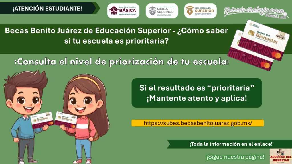 Becas Benito Juárez de Educación Superior - ¿Cómo saber si tu escuela es prioritaria? ¡Consulta el nivel de priorización de tu escuela!