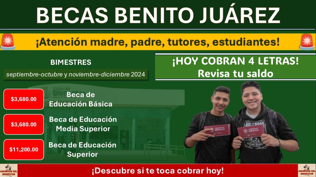 Becas Benito Juárez ¡Hoy cobran 4 letras, descubre si eres beneficiado hoy 10 de diciembre!