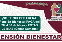 ¡NO TE QUEDES FUERA! Pensión Bienestar PAGA del 26 al 30 de Mayo a ESTAS LETRAS (Última Semana)