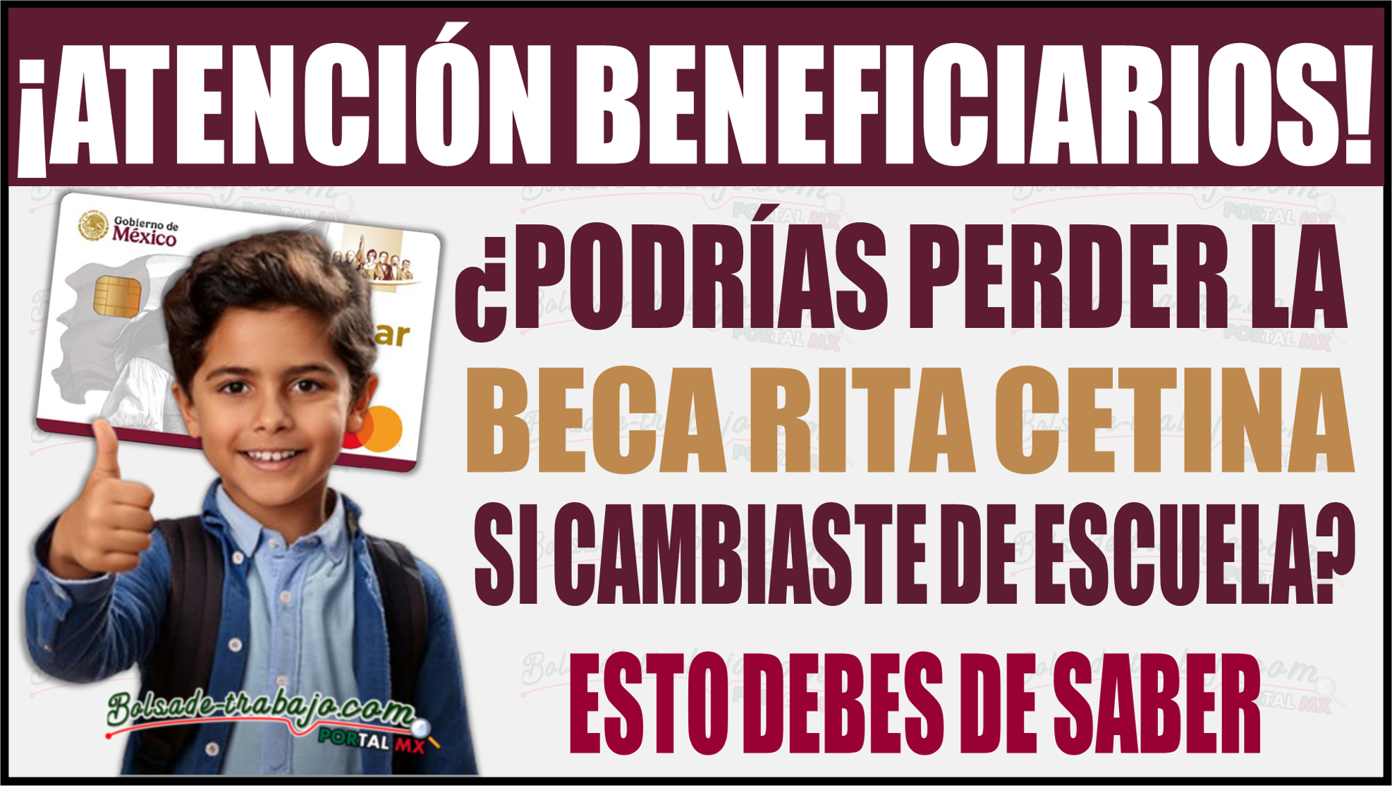 ¿Cambiaste de escuela o turno? Esto debes saber para no perder la Beca Rita Cetina 1 ¿Cambiaste de escuela o turno? Esto debes saber para no perder la Beca Rita Cetina