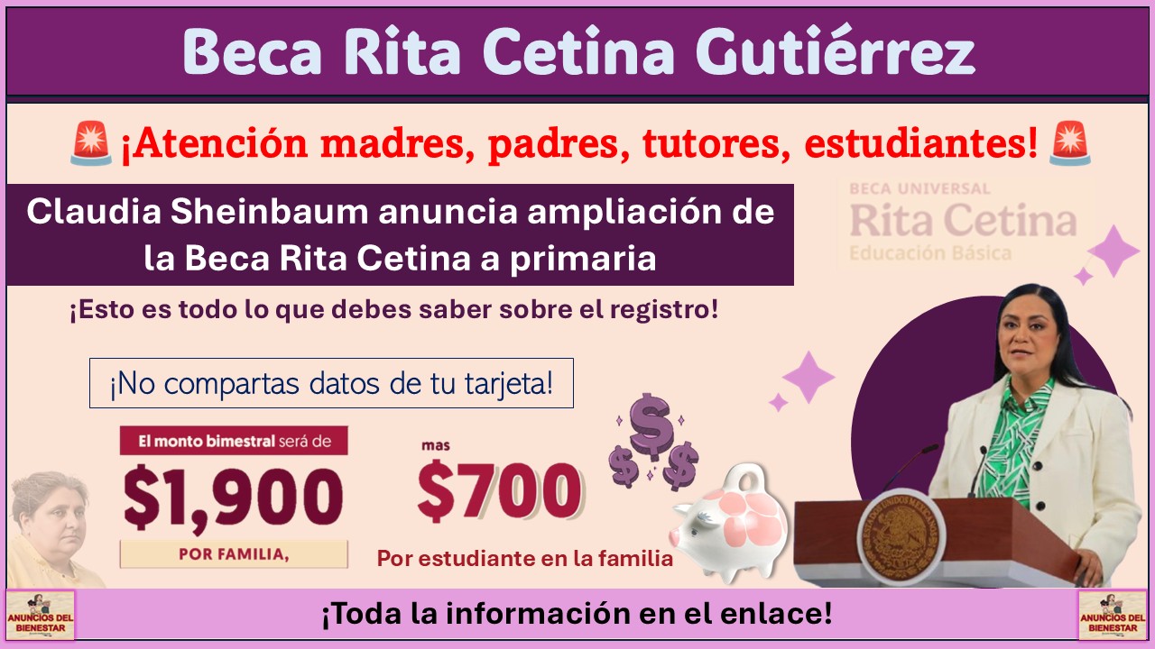 Claudia Sheinbaum anuncia ampliación de la Beca Rita Cetina a primaria: Esto es todo lo que debes saber sobre el registro