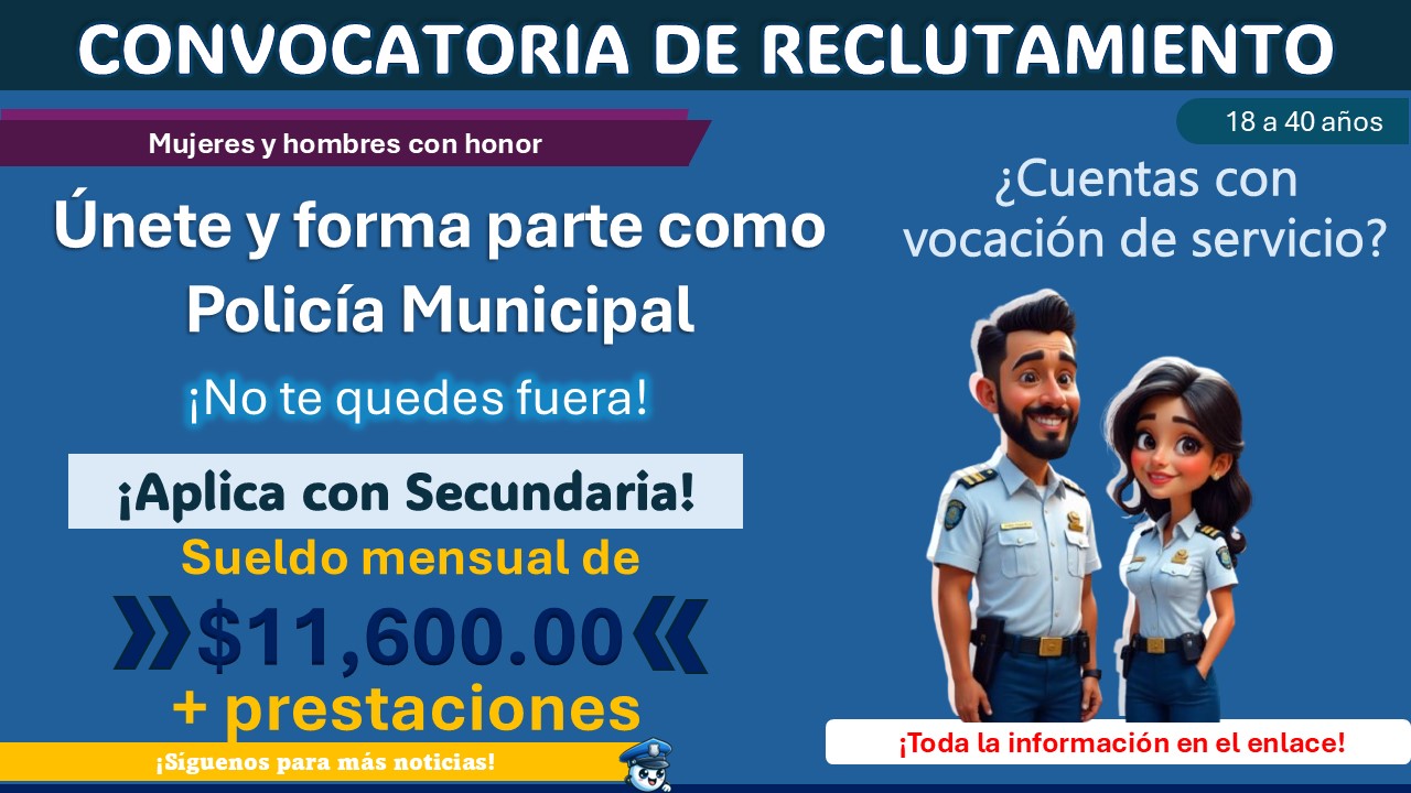 Con sueldo de $11,600.00 el gobierno municipal de Múzquiz, Coahuila invita a formar parte de su policía municipal ¡Así puedes aplicar! 1 Con sueldo de $11,600.00 el gobierno municipal de Múzquiz, Coahuila invita a formar parte de su policía municipal ¡Así puedes aplicar!
