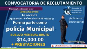Con sueldo de $14,000 al mes el municipio de Zitlala, Guerrero ha lanzado su convocatoria de reclutamiento policial ¡Puedes aplicar con Secundaria!