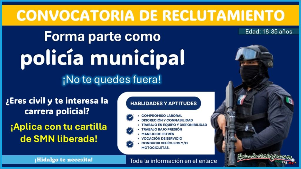 Conoce la convocatoria de reclutamiento policial de Tolcayuca, Hidalgo ¡únete a la policía municipal con hasta 35 años!