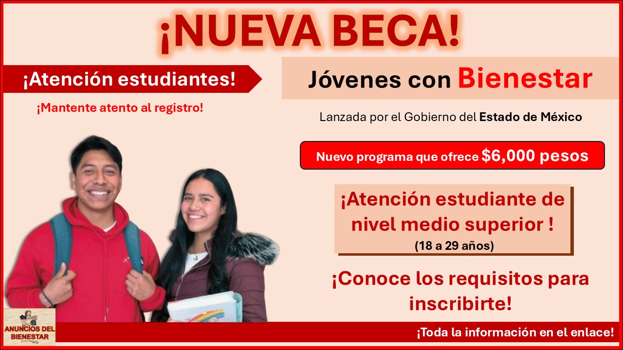 Conoce los requisitos para inscribirte al nuevo programa que ofrece $6,000 pesos a jóvenes del Estado de México ¡Atento al registro en noviembre!