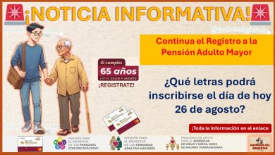 Continua el Registro a la Pensión Adulto Mayor - ¿Qué letras podrá inscribirse el día de hoy 26 de agosto?