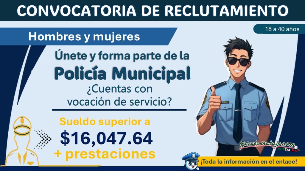 Convocatoria de reclutamiento policial de La Paz, Baja California Sur ¡Sueldo mensual bruto de $16,047.64!