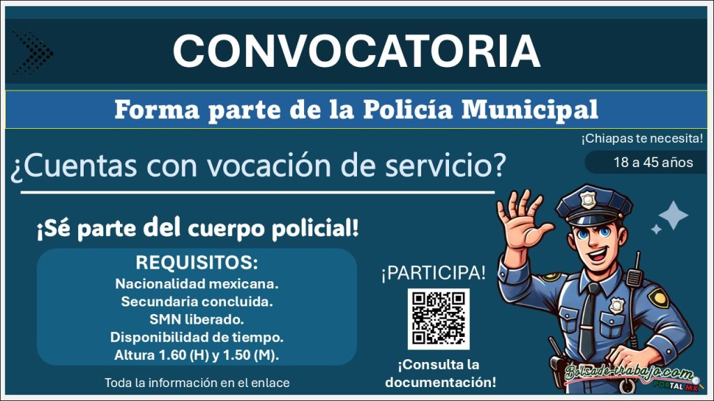 Convocatoria de reclutamiento policial en Ángel Albino Corzo, Chiapas ¡Estos son los requisitos y documentos solicitados!