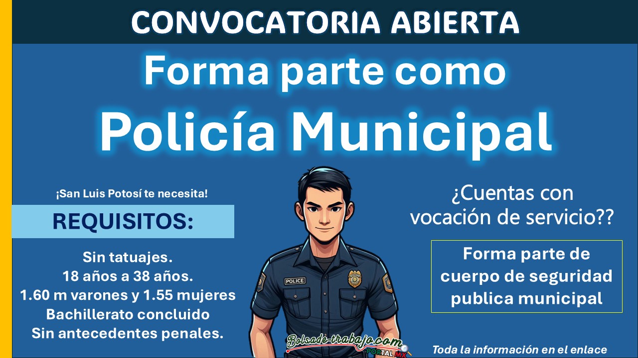 Convocatoria de reclutamiento policial en Matehuala, San Luis Potosí ¡Estos son los requisitos para aspirantes de hasta 38 años! 1 Convocatoria de reclutamiento policial en Matehuala, San Luis Potosí ¡Estos son los requisitos para aspirantes de hasta 38 años!