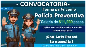 Convocatoria de reclutamiento policial - ¡Forma parte de la policía Preventiva de Villa de Pozos, San Luis Potosí y gana hasta $11,000 pesos!