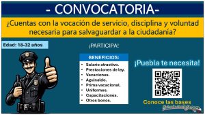 ¿Cuentas con vocación de servicio? – Únete a la convocatoria de reclutamiento policial en Puebla, conoce el municipio que está reclutando con hasta 32 años