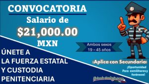 El IEPFI invita a  su convocatoria de reclutamiento con salario de $21,000.00 MXN en puestos de Fuerza Estatal de Seguridad y Custodia Penitenciaria (FESCP) a aspirantes con Secundaria y hasta 45 años