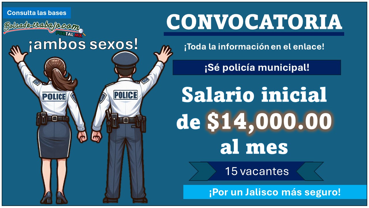 El gobierno municipal de Tequila en Jalisco emite su convocatoria de reclutamiento para policía municipal abriendo 15 vacantes con goce de sueldo de hasta $14,000.00 MXN, aquí te brindamos toda la información