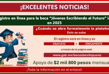 El registro en línea para la beca “Jóvenes Escribiendo el Futuro” inicia en 2025 ¿Cuándo se abre formalmente la plataforma? 