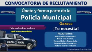 Empleo de policía municipal en Oaxaca, estos son los requisitos que solicita el H. Ayuntamiento de Santa Gertrudis para aplicar con Secundaria
