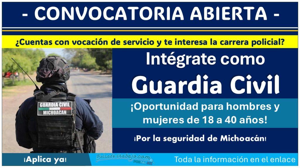 Empleo policial en Michoacán: Conoce la convocatoria de reclutamiento de Zacapu y forma parte como guardia civil ¡Aplica con hasta 40 años!