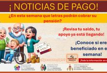 ¿En esta semana que letras podrán cobrar su pensión? ¿Qué otras pensiones también reciben su apoyo?