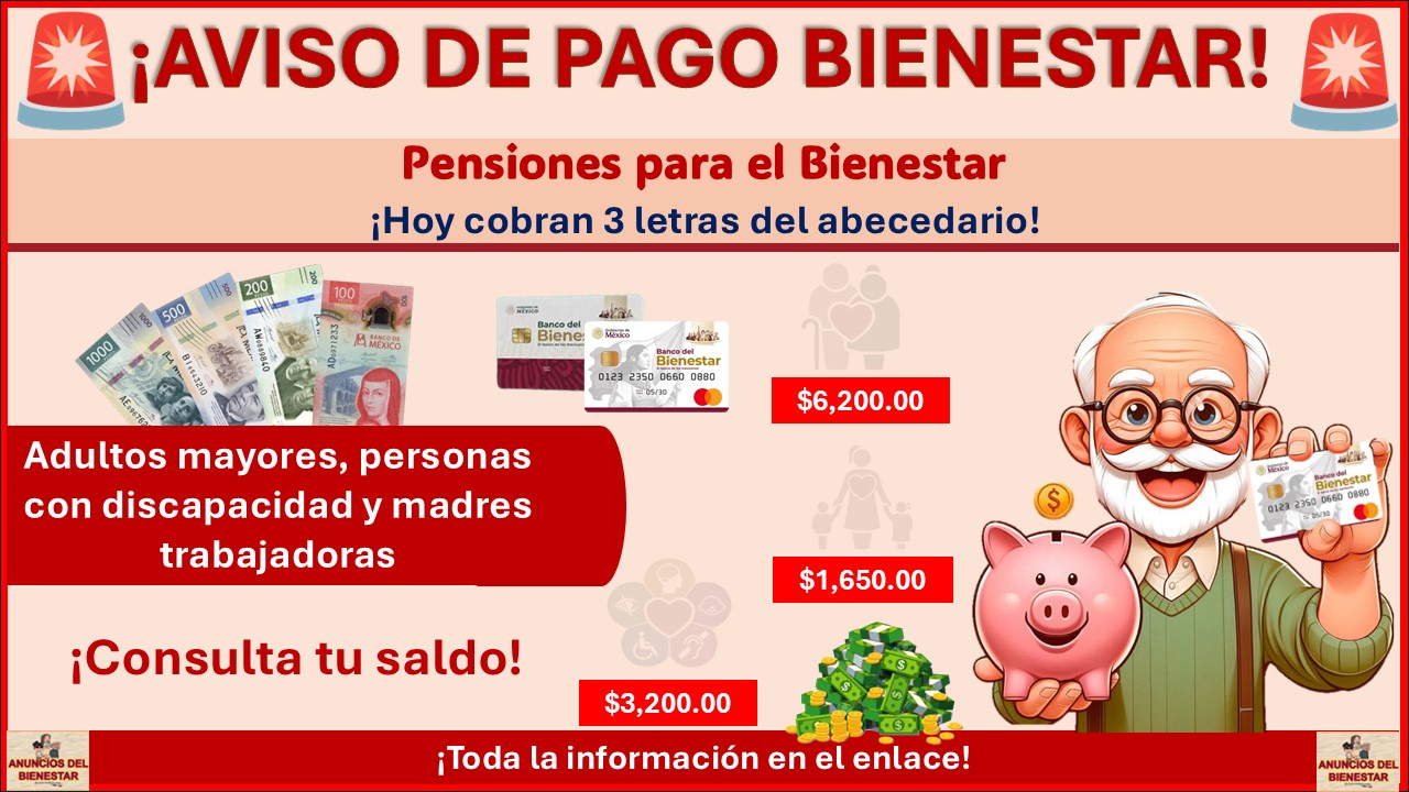 Estas 3 letras cobran el pago de su Pensión del Bienestar conforme al bimestre enero-febrero del 2025 ¡hoy 15 de enero!