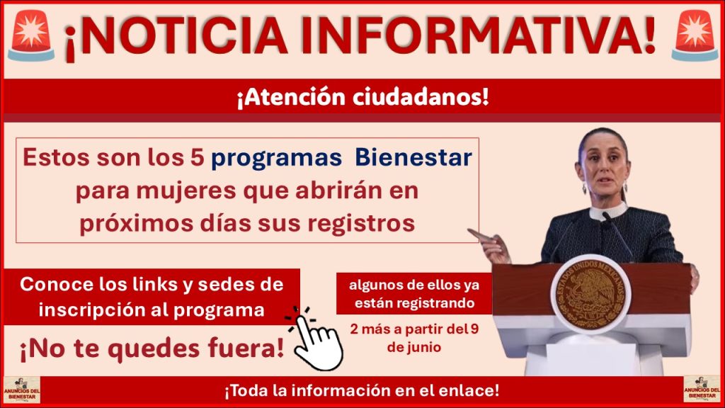 Estos son los 5 programas del Bienestar para mujeres que abrirán en próximos días sus registros, algunos de ellos ya están registrando  