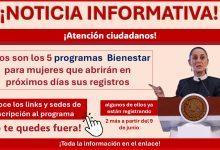 Estos son los 5 programas del Bienestar para mujeres que abrirán en próximos días sus registros, algunos de ellos ya están registrando  