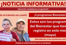 Estos son los programas del Bienestar que tienen registro en este mes (mayo)
