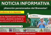 Fechas de depósito para la Pensión Bienestar: ¿Quiénes recibirán el apoyo entre el 21 y el 24 de julio?