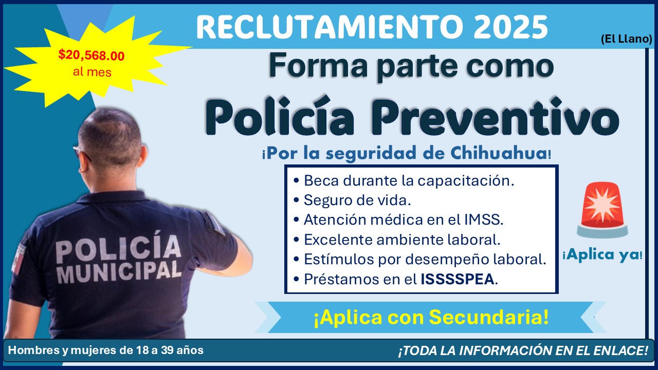 Gana hasta $20,568.00 siendo policía preventivo en Aguascalientes, conoce el municipio que admite con Secundaria ¡Estos son los requisitos y documentos solicitados!