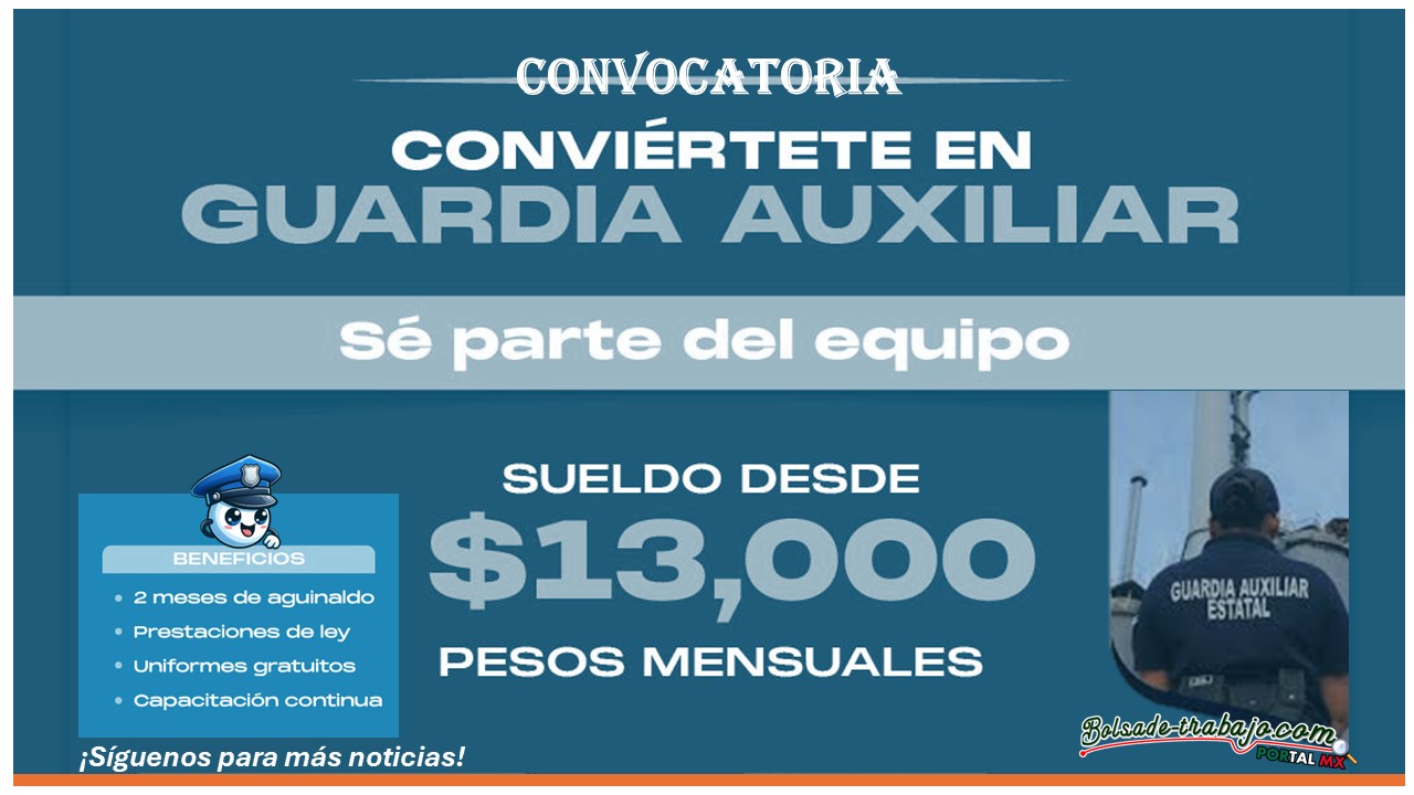 Gana un sueldo de hasta $13,000 mensuales como Guardia Auxiliar en Juárez, Nuevo León ¡Conoce toda la información! 1 Gana un sueldo de hasta $13,000 mensuales como Guardia Auxiliar en Juárez, Nuevo León ¡Conoce toda la información!