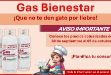 Gas Bienestar - Estos son los precios actualizados del 30 de septiembre al 05 de octubre ¡Que no te den gato por liebre!