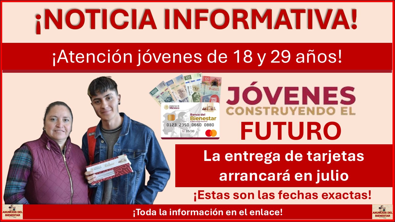 Jóvenes Construyendo el Futuro 2025: La entrega de tarjetas arrancará en julio ¡Estas son las fechas exactas! 1 Jóvenes Construyendo el Futuro 2025: La entrega de tarjetas arrancará en julio ¡Estas son las fechas exactas!