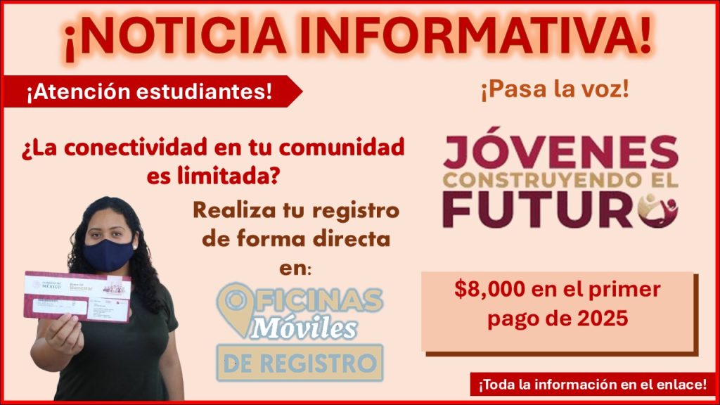 Jóvenes Construyendo el Futuro – Oficinas móviles de registro ¡Conoce como encontrarlas y realiza tu registro de forma directa!